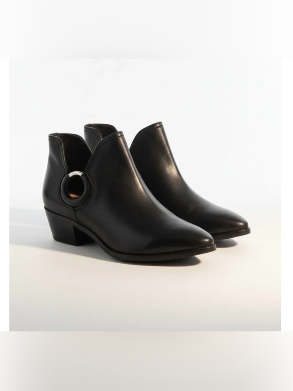 Frye Ellen Harness Black Leather Ankle Boots 7 $248